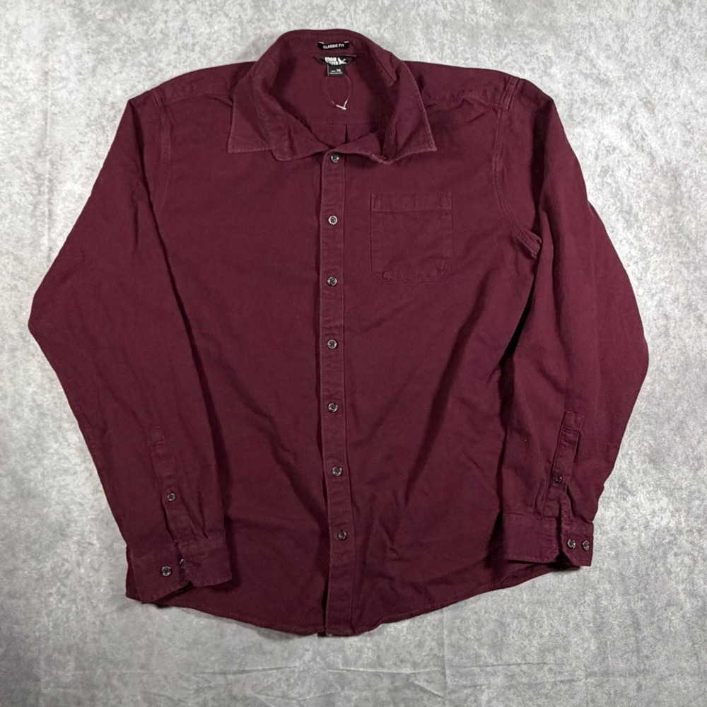 Eddie Bauer Mens TXL Classic Fit Long Sleeve Button Down Shirt Burgundy Maroon